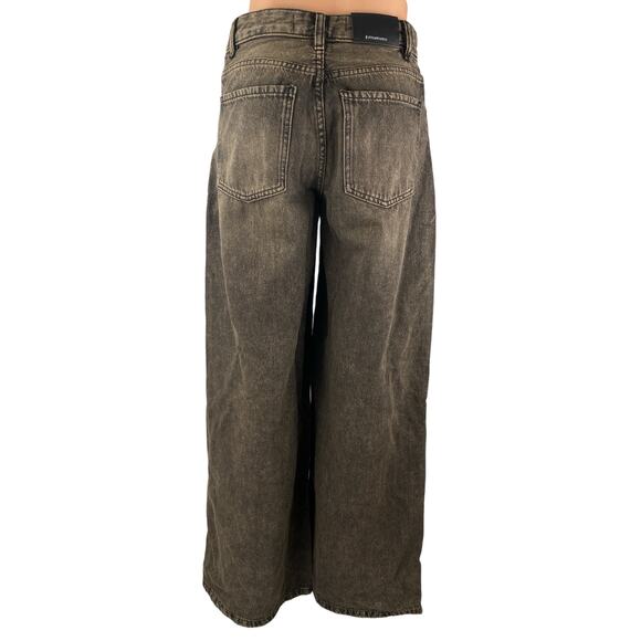 Stradivarius Women's Gray High Rise Washed Denim Baggy Wide Leg Jeans Pants Sz 0 - Picture 2 of 4